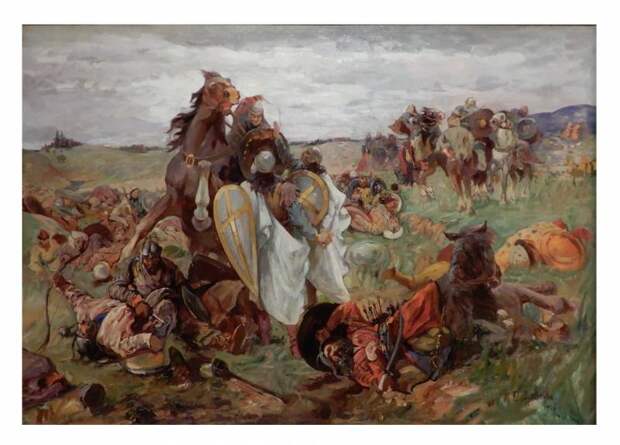 Схватка русских всадников с татарами. 1916. Худ. С. Архипов. Военно-исторический музей артиллерии, инженерных и войск связи. С.-Петербург. Фото автора.