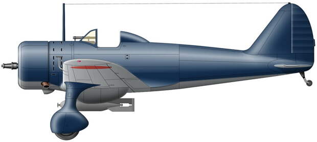Ki-79-Ko из состава 432-го синбу-тая, авиабаза Бансей (Кюсю), весна 1945 года. 28 мая во время восьмой операции «Кикусуй» на нем ушёл в последний полет готё (капрал) Мацумото (Matsumoto). Самолёт показан в нетиповой для Японии синей окраске верхних поверхностей при светло-серых (показаны), или неокрашенных нижних. По общепринятой версии, это был специализированный морской камуфляж, появившийся в частях, базировавшихся на Формозе, однако есть и альтернативная версия, сводящая все к нарушению рецептуры зелёной краски, которая в итоге по мере выгорания приобретала все более синий оттенок. Подфюзеляжный держатель для 250-кг бомбы – особенность Ki-27 и Ki-79, используемых в частях камикадзе. - Цвета военного неба: камикадзе — «божественный ветер» отчаяния | Военно-исторический портал Warspot.ru