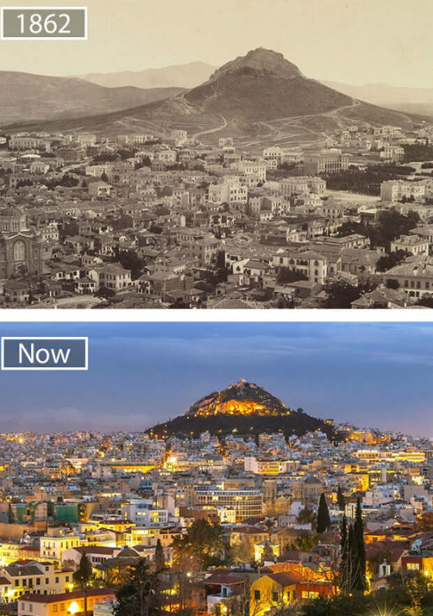 Афины в 1862-ом и в наши дни.