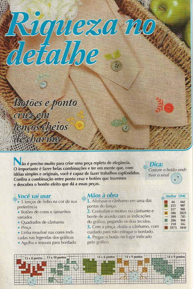 Украшаем текстильные салфетки пуговичками и вышивкой. Схема (1) (467x700, 470Kb)