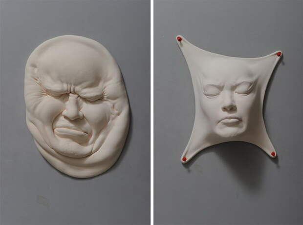 Тянущиеся лица в скульптурах Johnson Tsang Тянущиеся лица в скульптурах Johnson Tsang