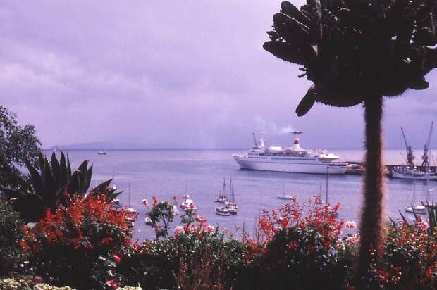 Теплоход «Максим Горький» в порту Фуншал, о. Мадейра, 1978 г. (Фото: Wikimedia Commons/Buonasera)