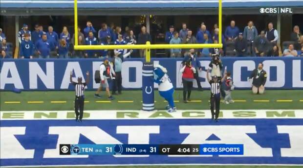 Indianapolis Colts Mascot Has Perfect Reaction To Losing On A Game-Winning Field Goal In OT (VIDEO)