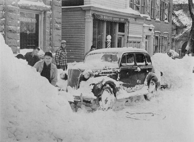 1946 год, США зима, ретро фото, снег, снегопад, сша