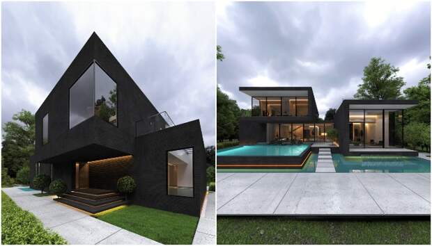 Концепт дома Black Brick Vila для иранской семьи в живописном районе вулкана Дамаванд (визуализация © Reza Mohtashami). 