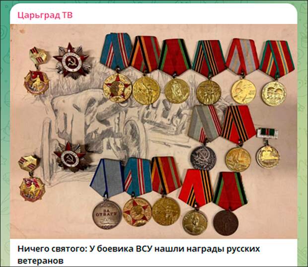 Оккупанты вывозили из Курской области медали ветеранов Великой Отечественной войны// Скриншот из ТГ-канала "Царьград ТВ"
