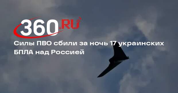 Силы ПВО сбили за ночь 17 украинских БПЛА над Россией