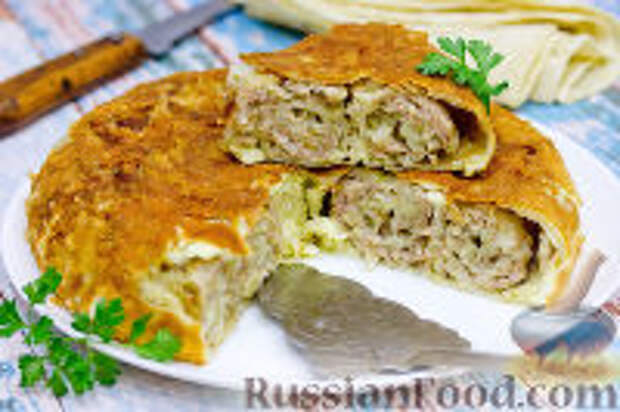 Фото к рецепту: Мясной пирог "Ленивец" в мультиварке