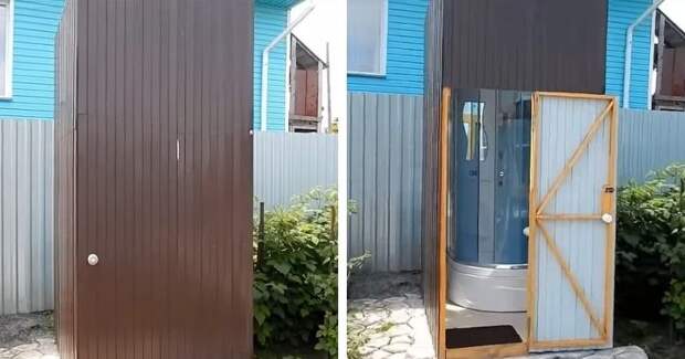 Душ на участке без заморочек. Всё красиво, удобно и скрыто от посторонних глаз