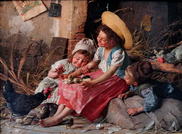 Гаэтано Чиерици (Gaetano Chierici), Дети и курица