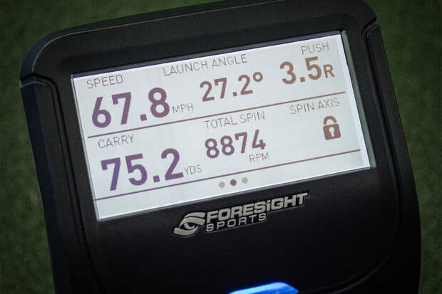 The display screen of the Foresight GC3 / Bushnell Launch Pro launch monitor
