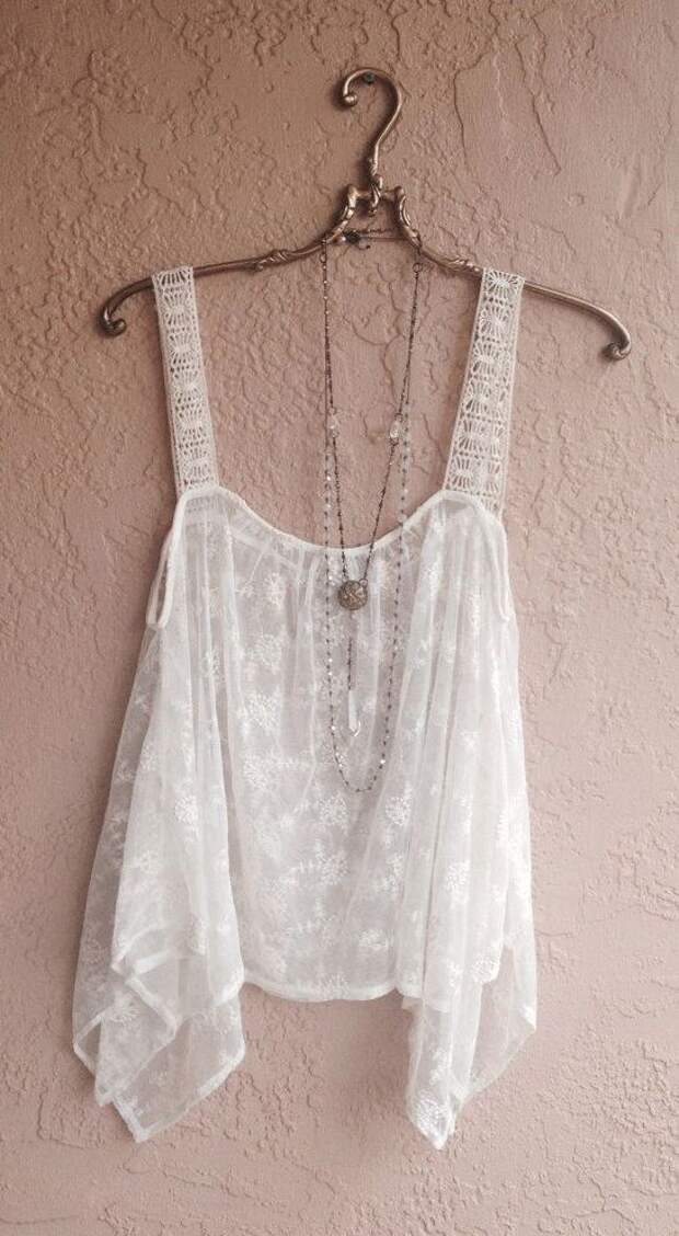 White Sheer embroidered Bohemian festival top: 