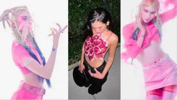 Певица Граймс в одежде российского бренда CH4RM