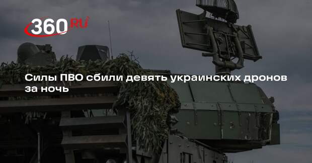 Минобороны: в течение ночи силы ПВО сбили девять украинских дронов