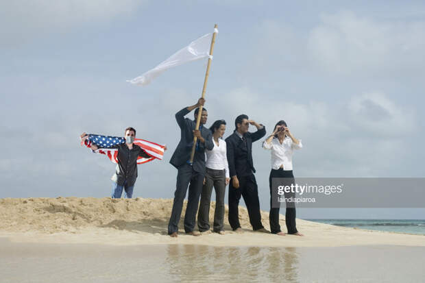 White flag at beach White flag at beach