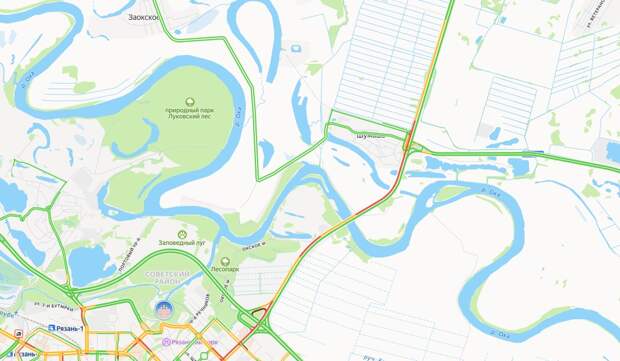 Большая пробка образовалась на Солотчинском шоссе в Рязани