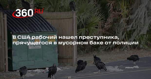 В США рабочий нашел преступника, прячущегося в мусорном баке от полиции