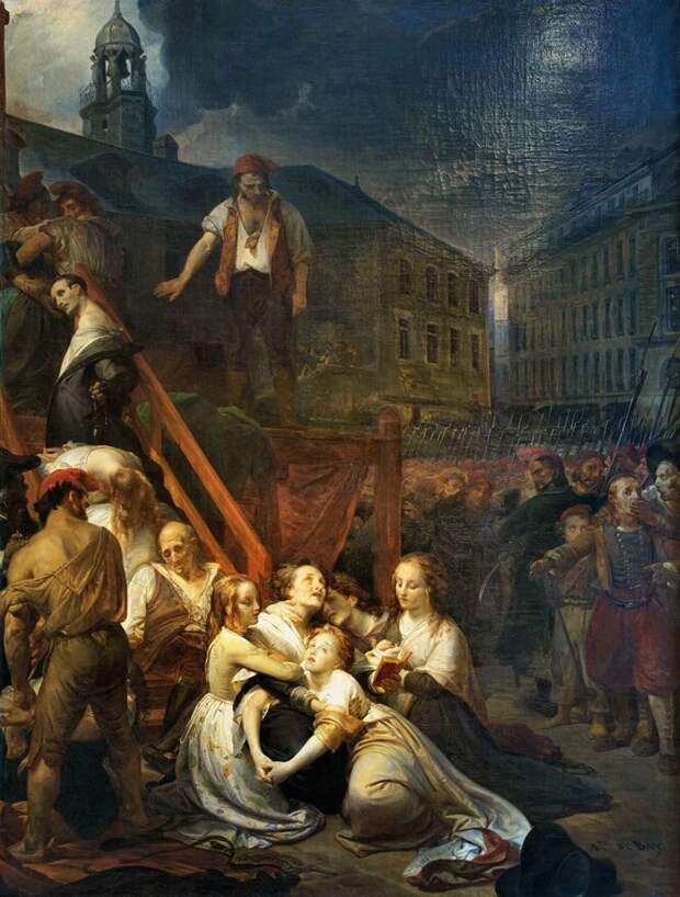 Огюст-Гиацинт Дебай. Казнь сестер Метери в Нанте в 1793 году. 1838 г. Общественное достояние