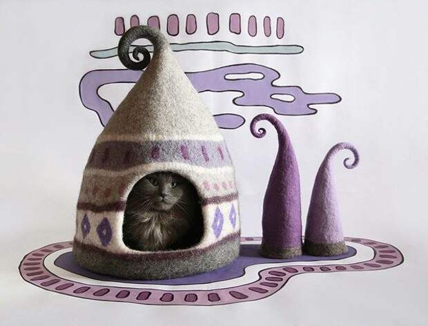 Юлия Косата и её невероятно потрясающие войлочные домики для кошек