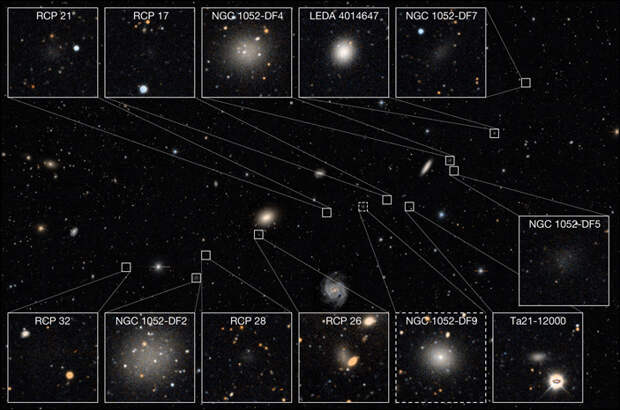 Рис. 4. Изображение центральной части группы галактик, окружающих NGC 1052