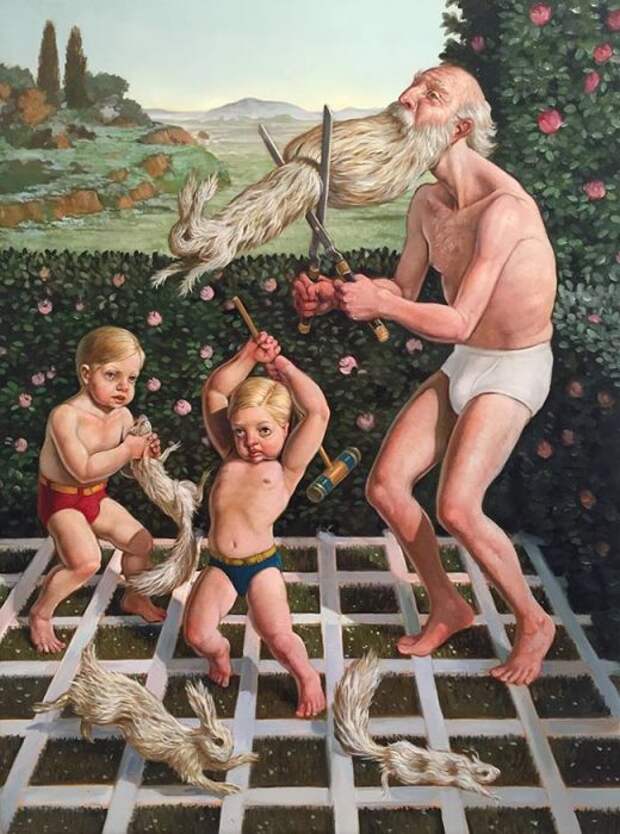 Старик и дети. Автор: Erik Thor Sandberg.