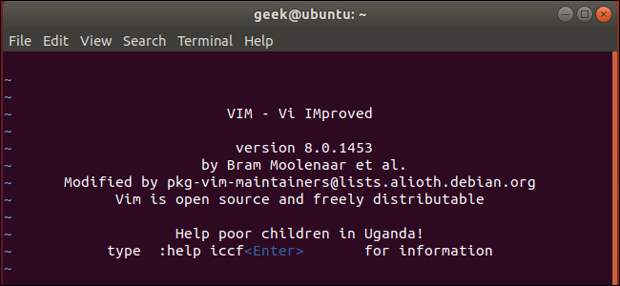 vi editor on Ubuntu Linux