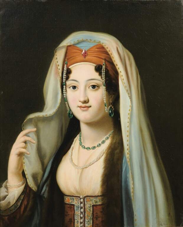 CHARLES-FRANÇOIS JALABERT NÎMES 1819 - 1901. Женщина Османской империи в традиционной одежде гарем, женщины, красота, османская империя, правда, турция