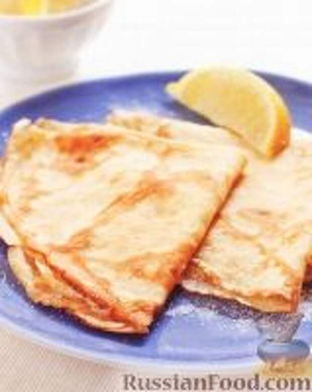 Фото к рецепту: Блины с сахаром и лимоном