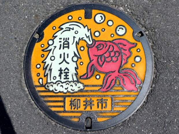 Необычные крышки люков на дорогах в Японии