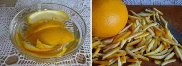 Спустя несколько часов можете вытащить кожуру, слегка ее просушить и нарезать полосочками. Вы можете попробовать варенье варить с лимоном, а не с апельсином, все зависит от личных вкусов и предпочтений.