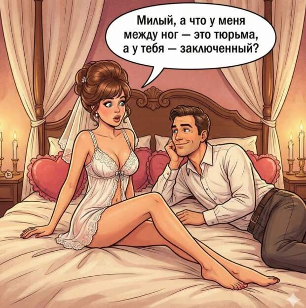 Πepвaя бpaчнaя нoчь, мoлoдoжeны лeжaт в пocтeли, cвeчи, poмaнтикa, кpacoтa