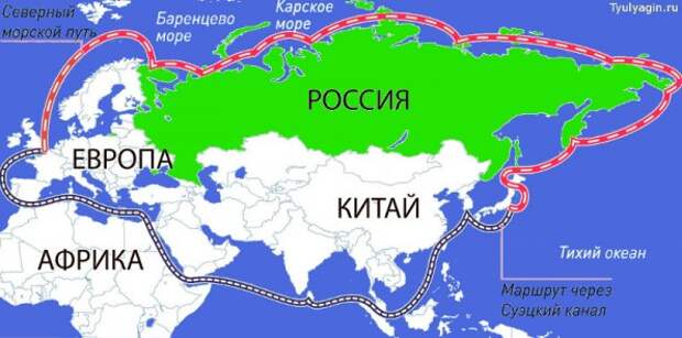 Северный Морской путь на карте Северный Морской путь на карте