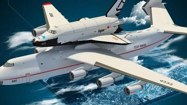 На фото: тяжелый транспортный самолет Ан-124 «Руслан» несет на себе «Буран». Источник: https://gunsfriend.ru/an-124-transportnaa-aviacia-samolety-aviacia/