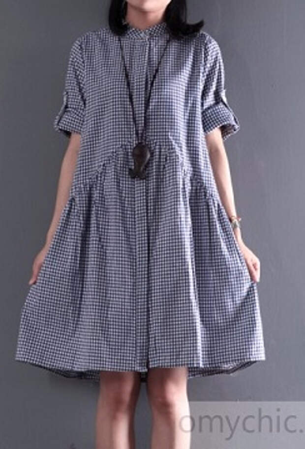 New_cotton_summer_dress_blue_plaid_oversize_shift_dress_maternity_sundress1 (244x360, 80Kb)