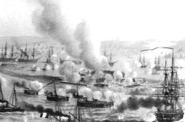 Плавучие батареи французов под Кинбурном в 1855 году.