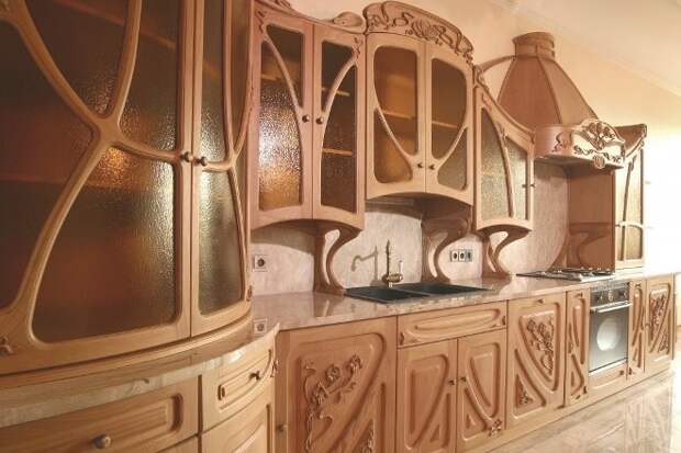 Кухни из массива дерева: разнообразие материалов и декора мебели (75 фото)
