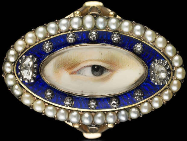 Золотое кольцо с миниатюрой Lover's eye, 1790 год. Золотое кольцо с миниатюрой Lover's eye, 1790 год.