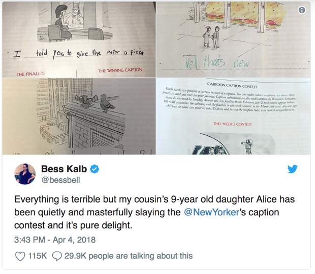 The Internet Is Obsessed With This 9-Year-Old’s Genius ‘New Yorker’ Cartoon Captions