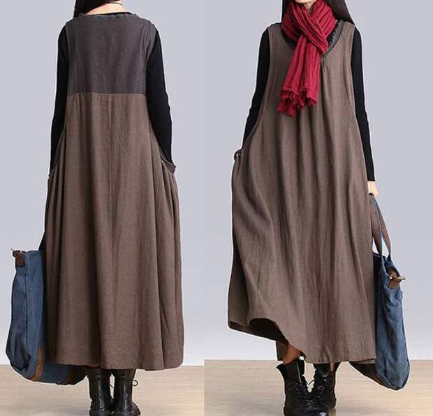 women maxi dress linen dress sundress autumn dress by customsize, $89.00: 
