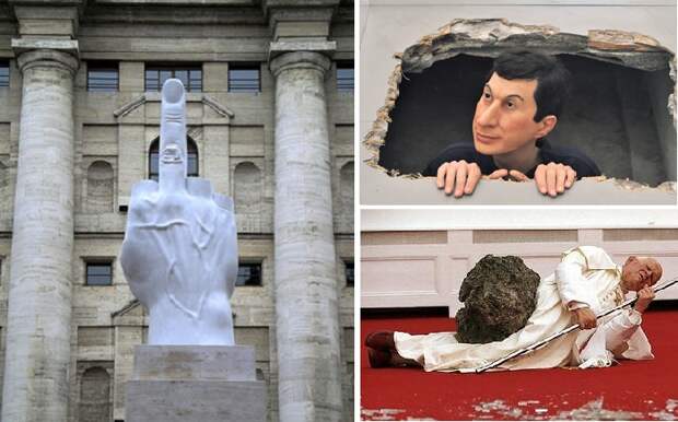 Скандальные скульптуры Маурицио Каттелана, за которые выкладывают миллионы