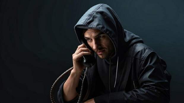 Мошенник звонит по телефону / Фото: создано с помощью Kandinsky / amic.ru