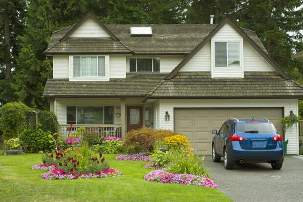 A car in a driveway.