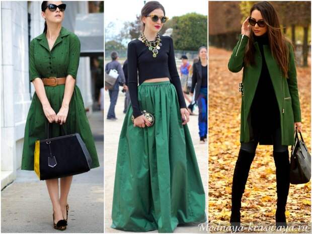 Цветотип зима в зеленых оттенках одежды