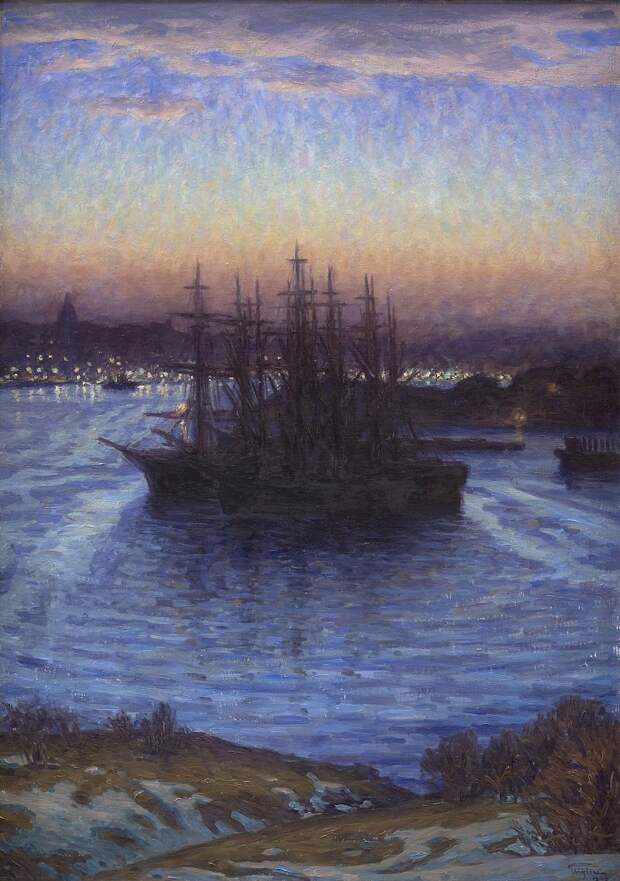 Копенгаген (СМК) Датская национальная галерея - Prins Eugen (1865-1947) - Ships in Winter. (1908)