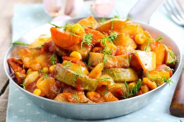 Овощное рагу с кукурузой без картошки Овощное рагу с кукурузой без картошки