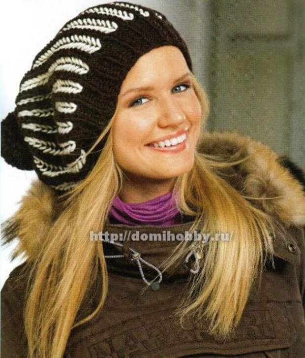 Шапка связанная патентным узором Шапка связанная патентным узором