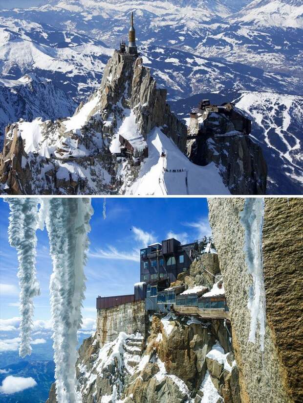20. Замок Aiguille Du Midi, французские Альпы Красивые здания, архитектура, в мире, здания, интересное, красиво, подборка, фото