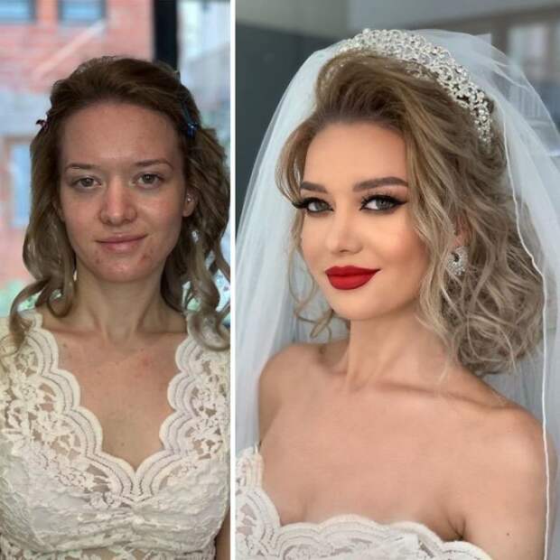 Невесты до и после профессионального макияжа