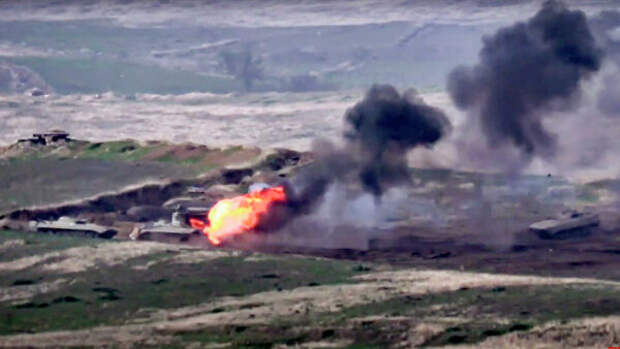 Боевые действия в Нагорном Карабахе. Стоп-кадр видео