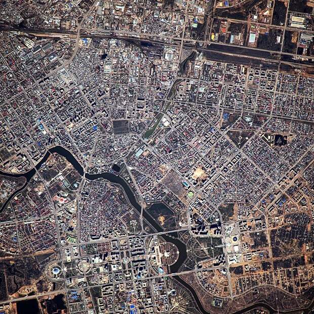 Астана - столица Республики Казахстан с высоты Международной космической станции Instagram, земля, космонавты